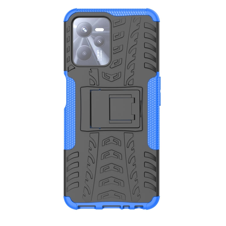 For OPPO Realme C35 Tire Texture TPU + PC Phone Case with Holder