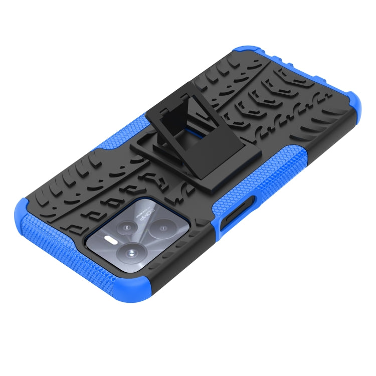For OPPO Realme C35 Tire Texture TPU + PC Phone Case with Holder