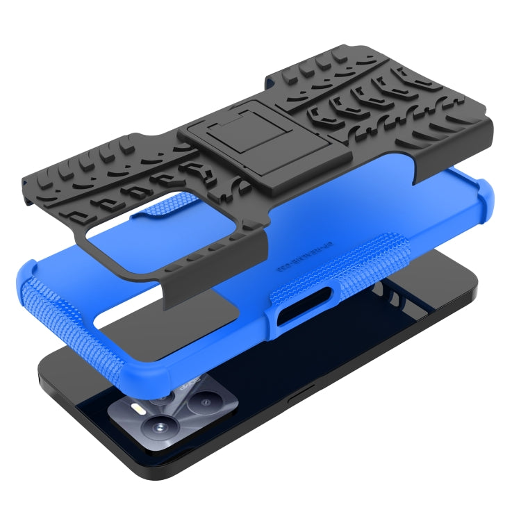 For OPPO Realme C35 Tire Texture TPU + PC Phone Case with Holder