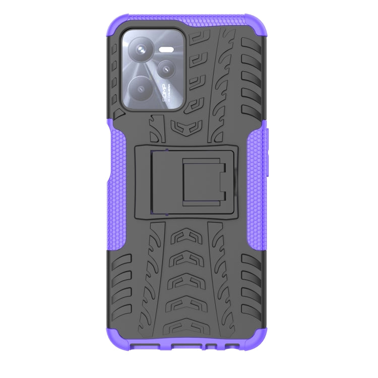 For OPPO Realme C35 Tire Texture TPU + PC Phone Case with Holder