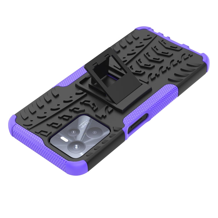 For OPPO Realme C35 Tire Texture TPU + PC Phone Case with Holder