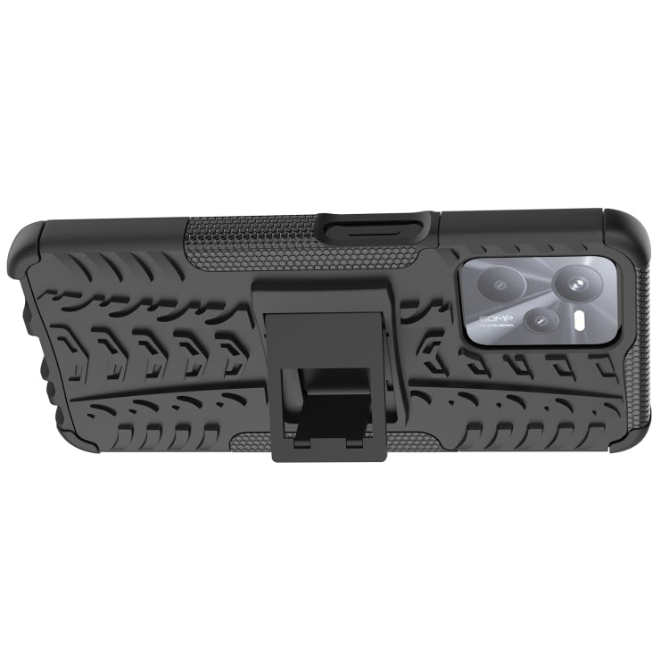 For OPPO Realme C35 Tire Texture TPU + PC Phone Case with Holder