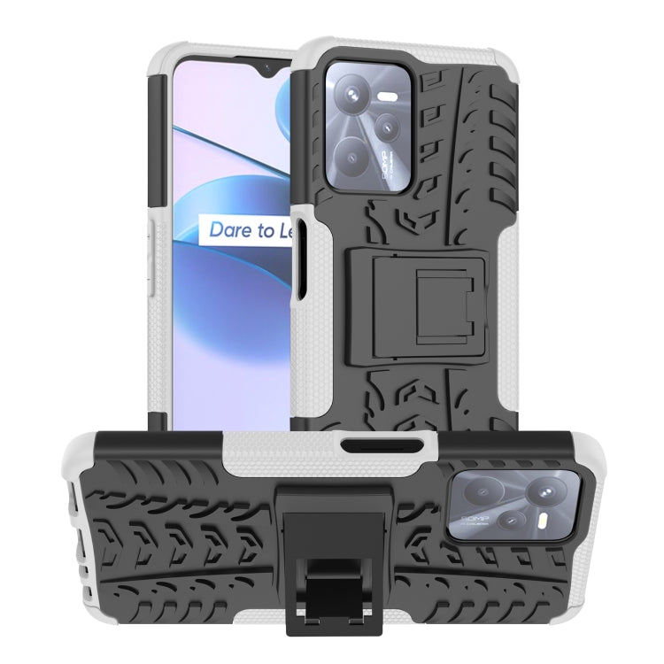 For OPPO Realme C35 Tire Texture TPU + PC Phone Case with Holder