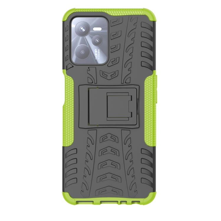 For OPPO Realme C35 Tire Texture TPU + PC Phone Case with Holder
