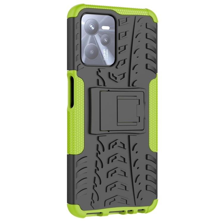 For OPPO Realme C35 Tire Texture TPU + PC Phone Case with Holder