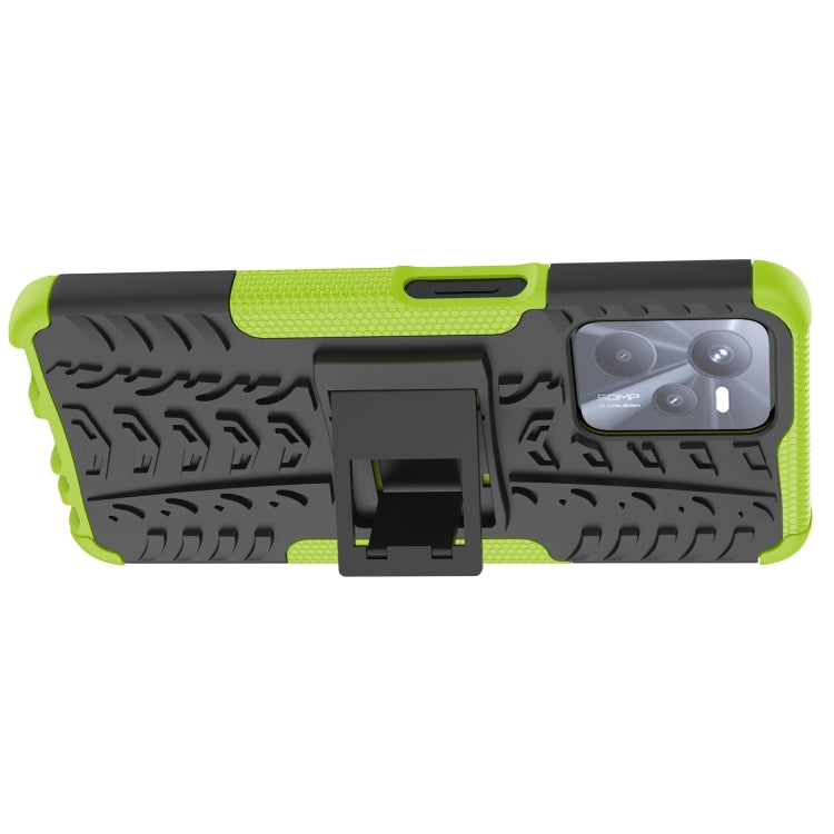 For OPPO Realme C35 Tire Texture TPU + PC Phone Case with Holder