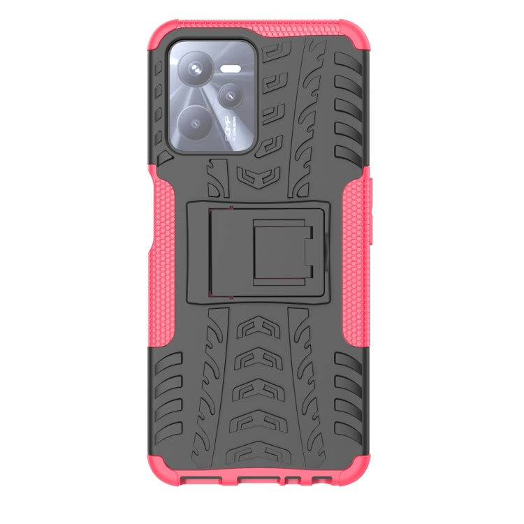 For OPPO Realme C35 Tire Texture TPU + PC Phone Case with Holder