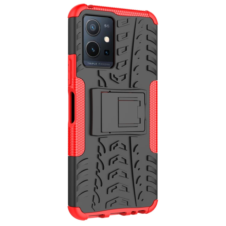 For vivo Y75 / Y55 / T1 5G Tire Texture TPU + PC Phone Case with Holder