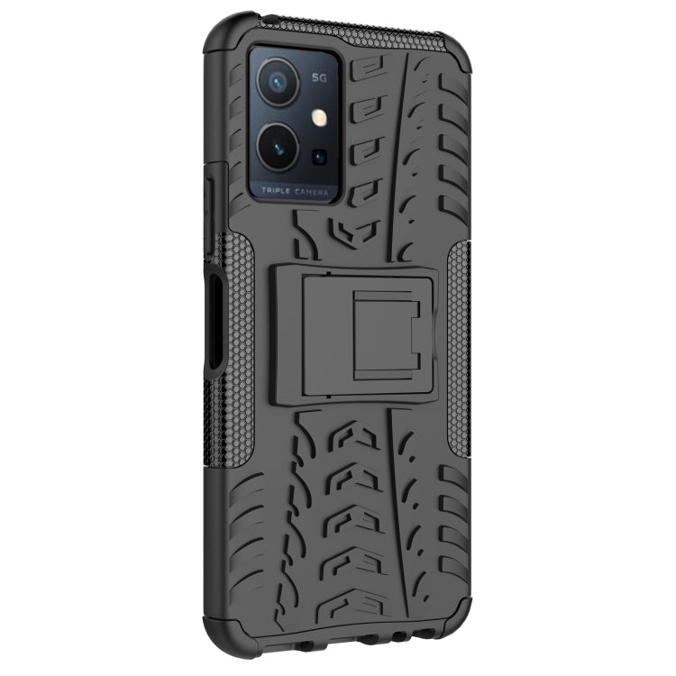 For vivo Y75 / Y55 / T1 5G Tire Texture TPU + PC Phone Case with Holder