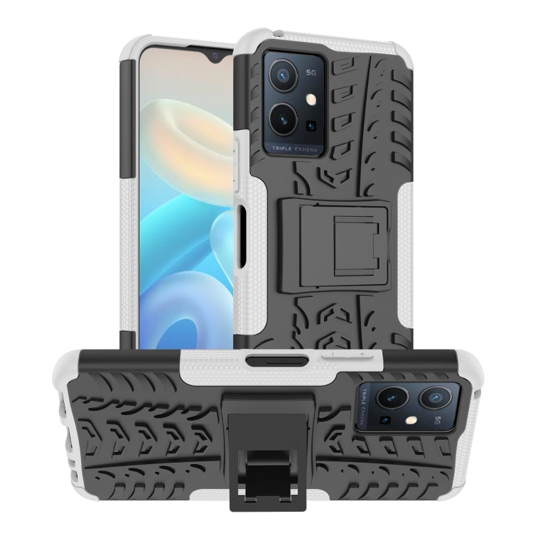 For vivo Y75 / Y55 / T1 5G Tire Texture TPU + PC Phone Case with Holder