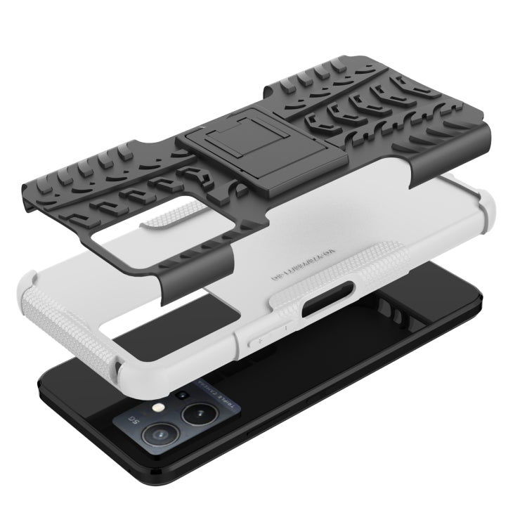 For vivo Y75 / Y55 / T1 5G Tire Texture TPU + PC Phone Case with Holder