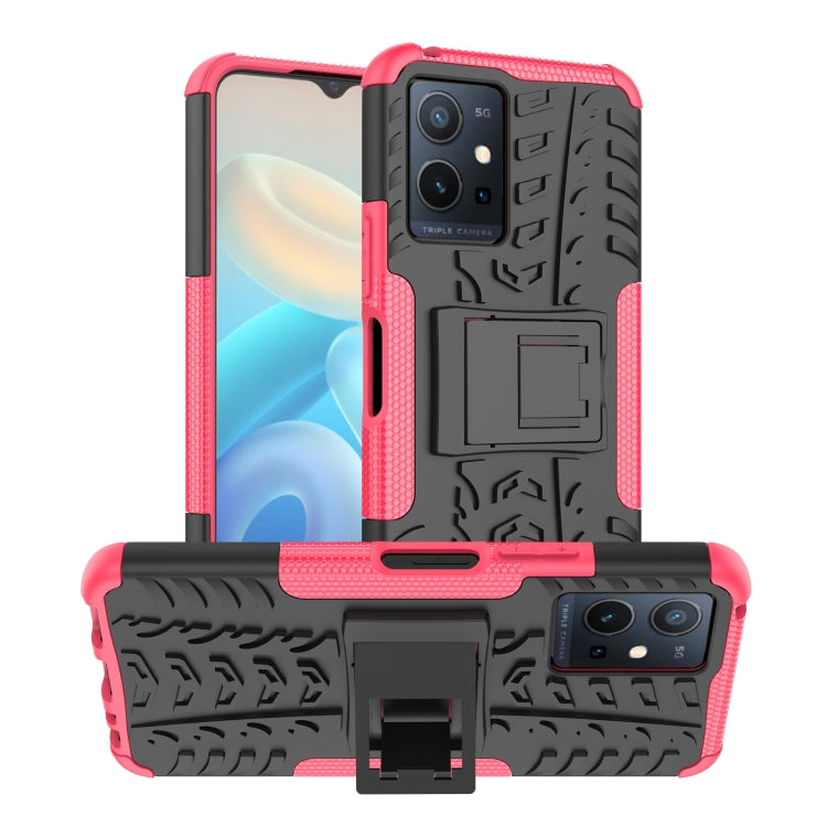 For vivo Y75 / Y55 / T1 5G Tire Texture TPU + PC Phone Case with Holder