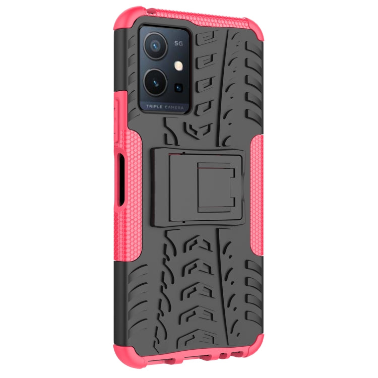 For vivo Y75 / Y55 / T1 5G Tire Texture TPU + PC Phone Case with Holder