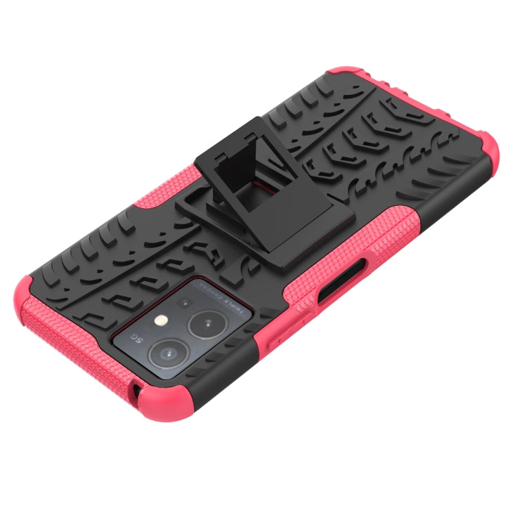 For vivo Y75 / Y55 / T1 5G Tire Texture TPU + PC Phone Case with Holder