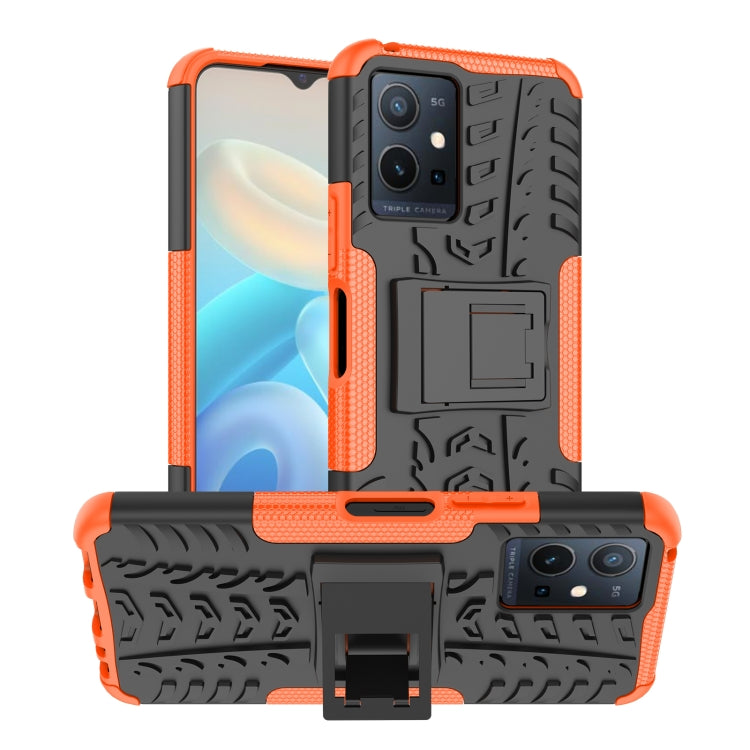 For vivo Y75 / Y55 / T1 5G Tire Texture TPU + PC Phone Case with Holder