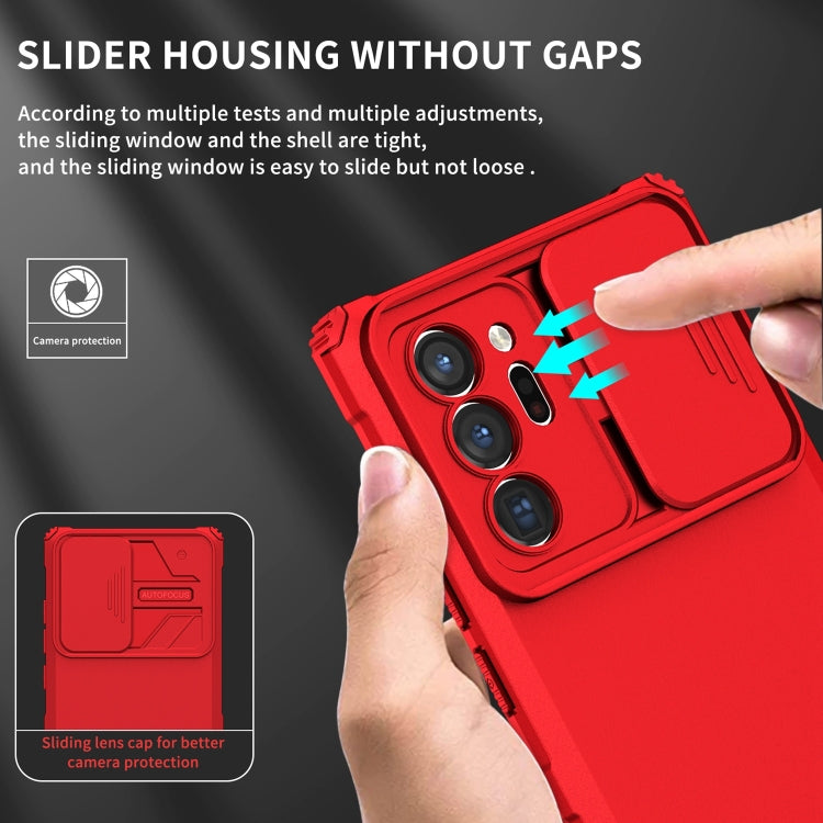 For Samsung Galaxy Note20 Ultra Stereoscopic Holder Sliding Camshield Phone Case