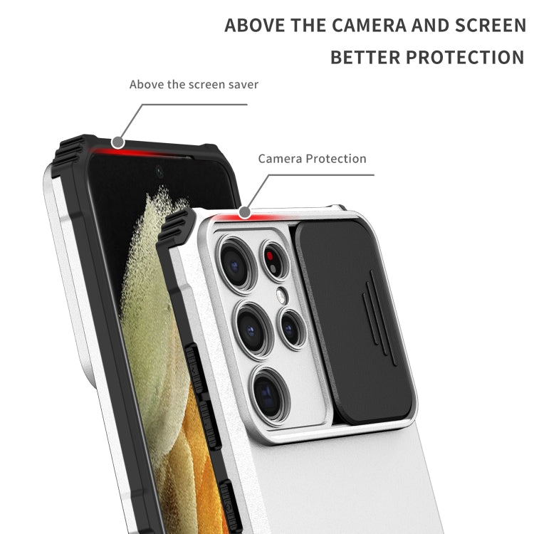 For Samsung Galaxy S21 Ultra 5G Stereoscopic Holder Sliding Camshield Phone Case