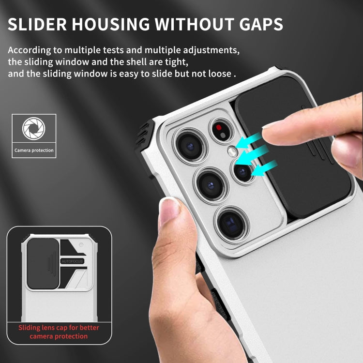 For Samsung Galaxy S21 Ultra 5G Stereoscopic Holder Sliding Camshield Phone Case