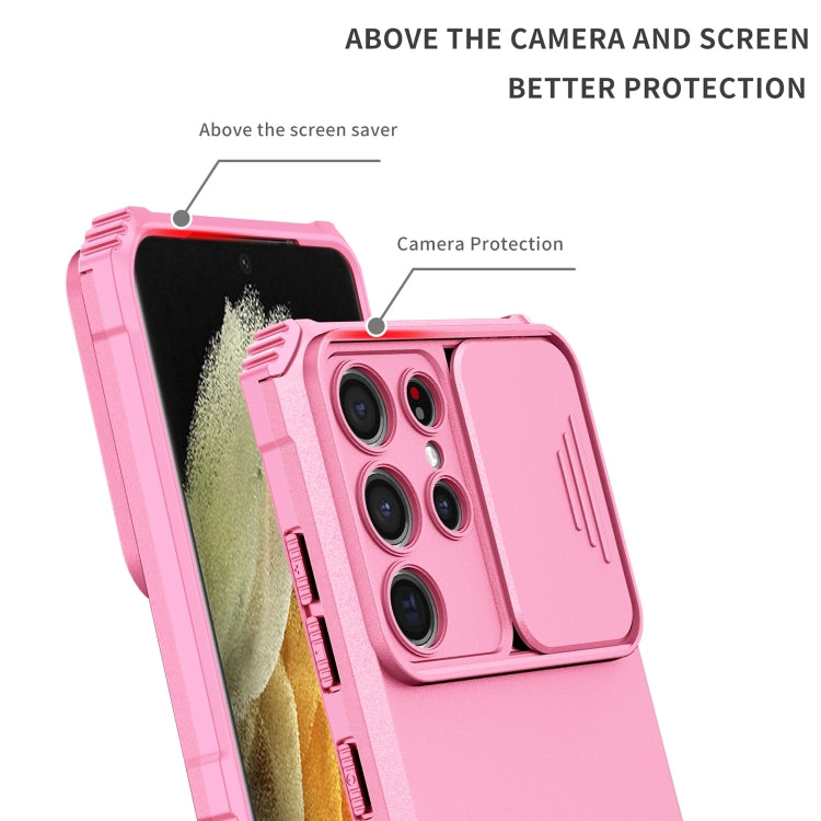 For Samsung Galaxy S21 Ultra 5G Stereoscopic Holder Sliding Camshield Phone Case
