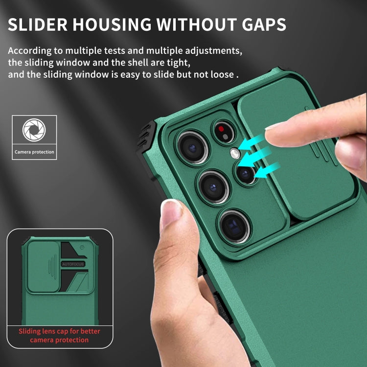 For Samsung Galaxy S21 Ultra 5G Stereoscopic Holder Sliding Camshield Phone Case