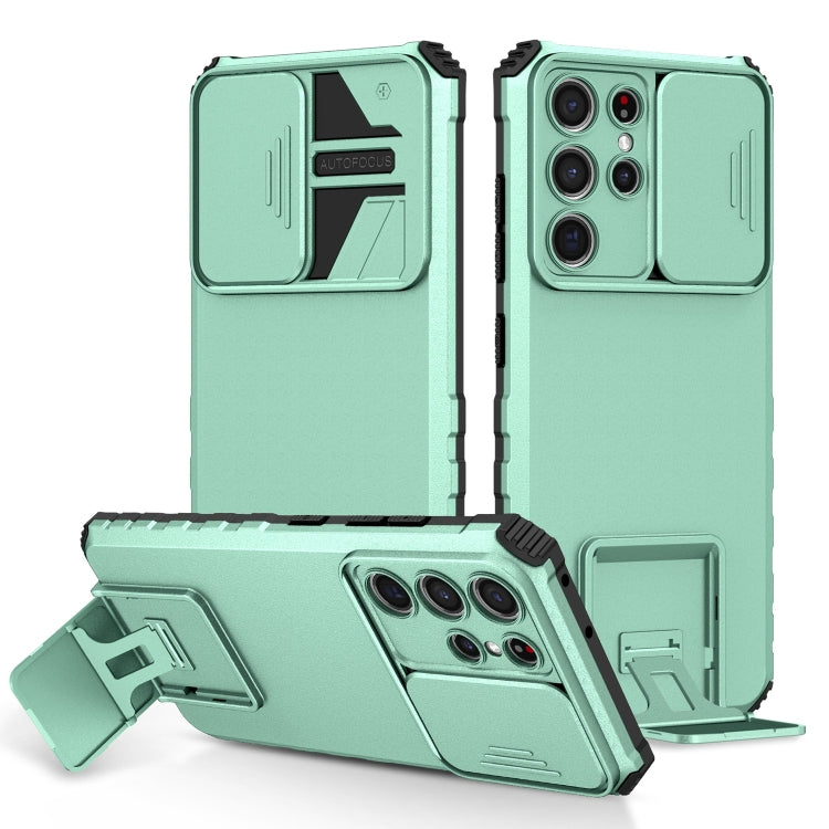 For Samsung Galaxy S21 Ultra 5G Stereoscopic Holder Sliding Camshield Phone Case