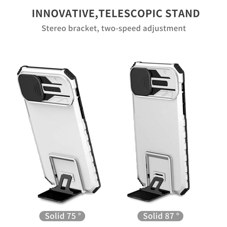 For iPhone 11 Stereoscopic Holder Sliding Camshield Phone Case
