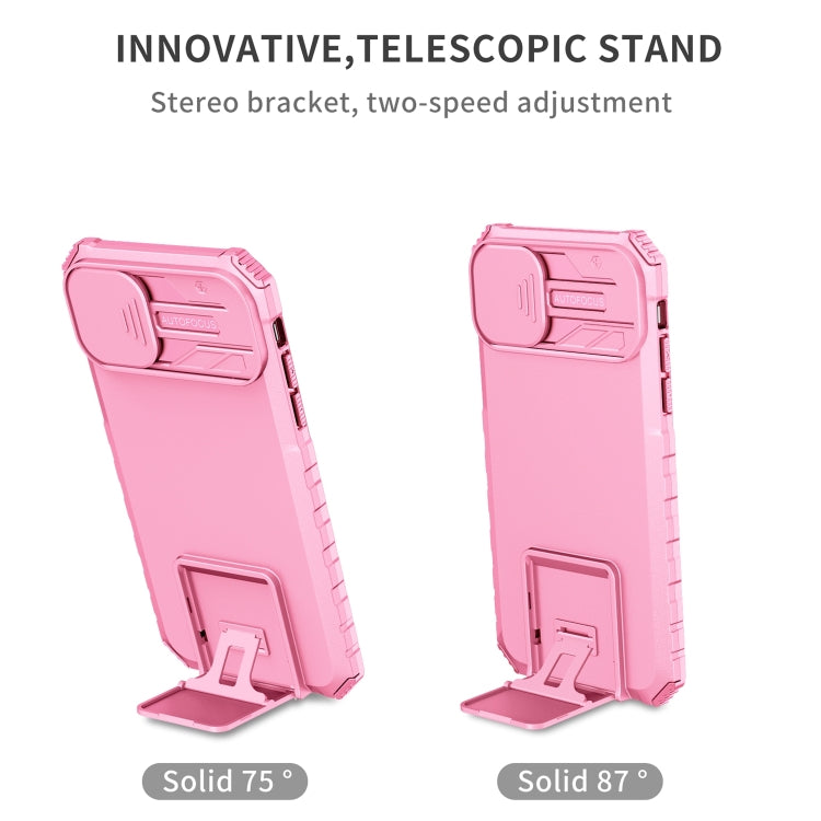 For iPhone 11 Stereoscopic Holder Sliding Camshield Phone Case