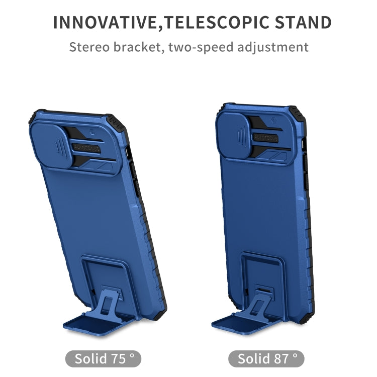 For iPhone 11 Stereoscopic Holder Sliding Camshield Phone Case