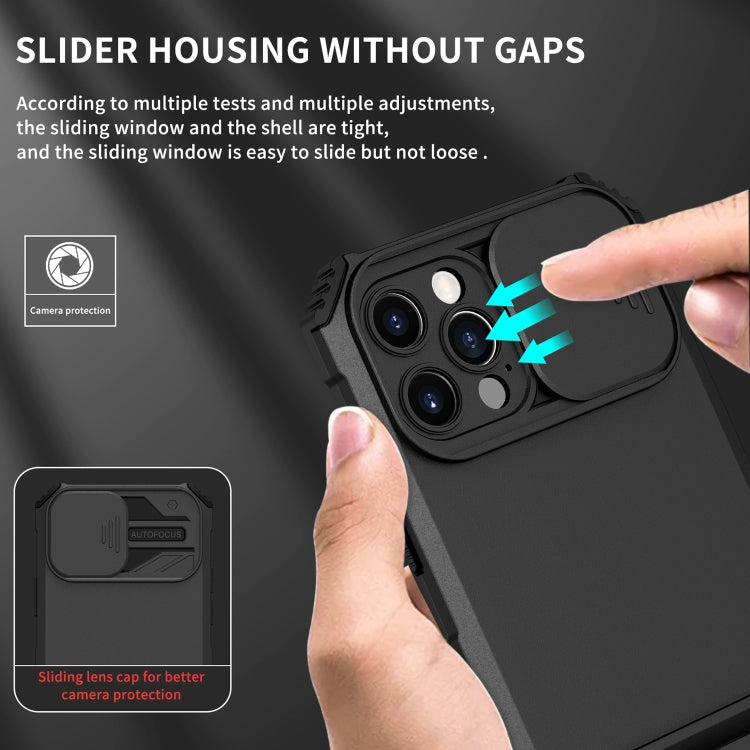 For iPhone 13 Pro Max Stereoscopic Holder Sliding Camshield Phone Case
