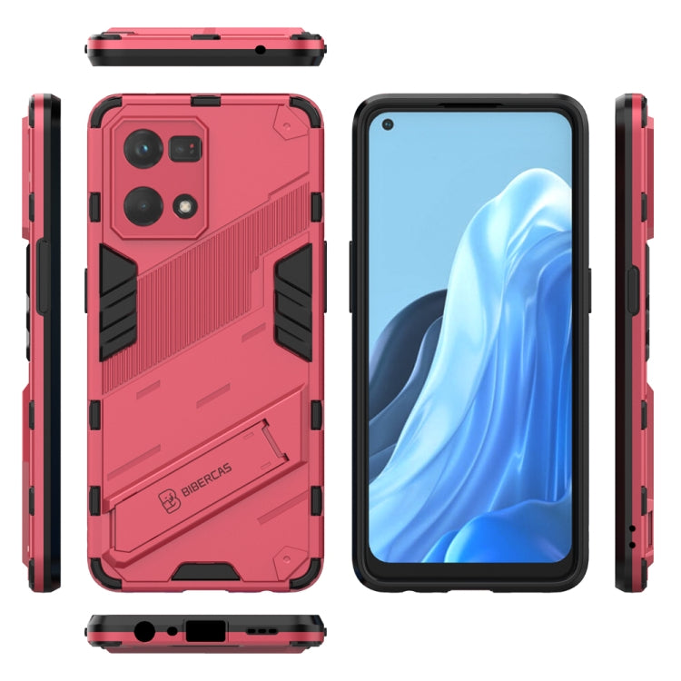 For OPPO Reno7 4G Punk Armor 2 in 1 PC + TPU Shockproof Phone Case with Invisible Holder