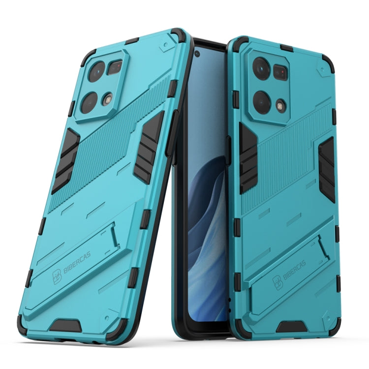 For OPPO Reno7 4G Punk Armor 2 in 1 PC + TPU Shockproof Phone Case with Invisible Holder