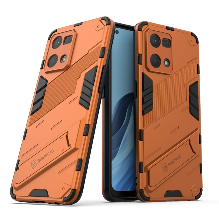 For OPPO Reno7 4G Punk Armor 2 in 1 PC + TPU Shockproof Phone Case with Invisible Holder