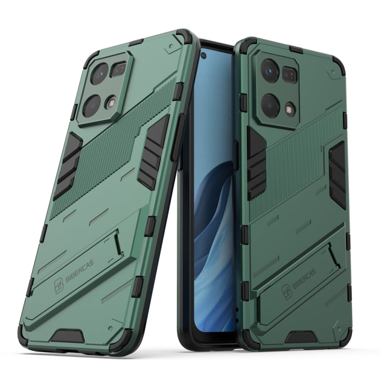 For OPPO Reno7 4G Punk Armor 2 in 1 PC + TPU Shockproof Phone Case with Invisible Holder