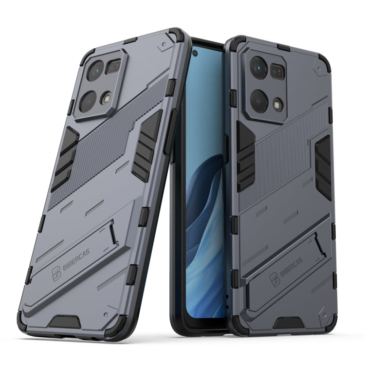 For OPPO Reno7 4G Punk Armor 2 in 1 PC + TPU Shockproof Phone Case with Invisible Holder