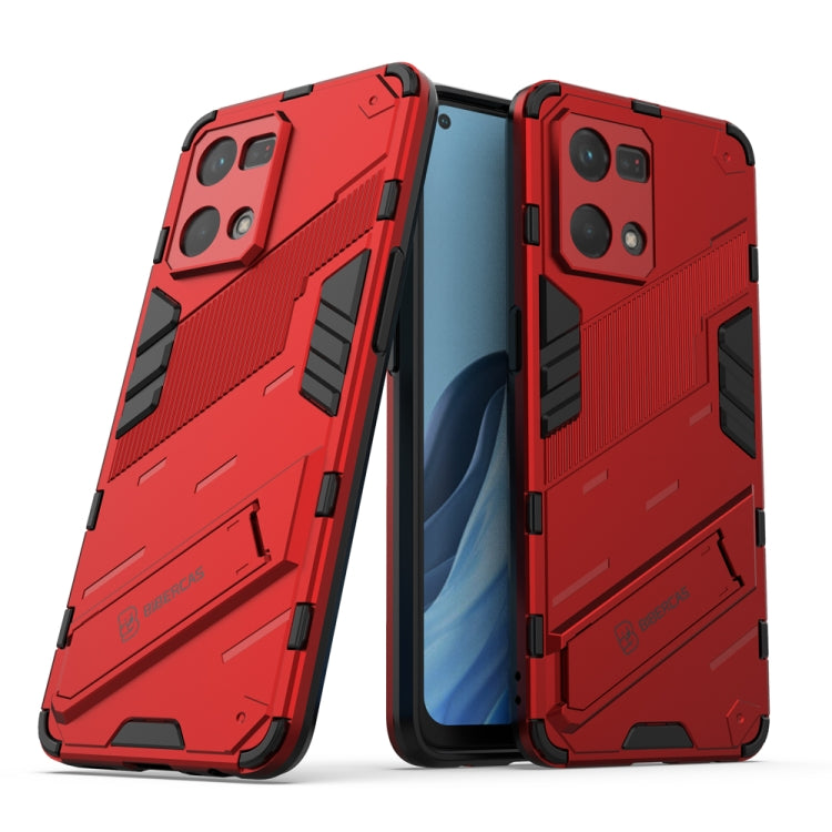 For OPPO Reno7 4G Punk Armor 2 in 1 PC + TPU Shockproof Phone Case with Invisible Holder