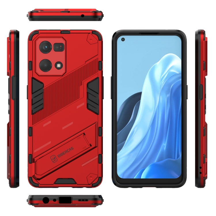 For OPPO Reno7 4G Punk Armor 2 in 1 PC + TPU Shockproof Phone Case with Invisible Holder