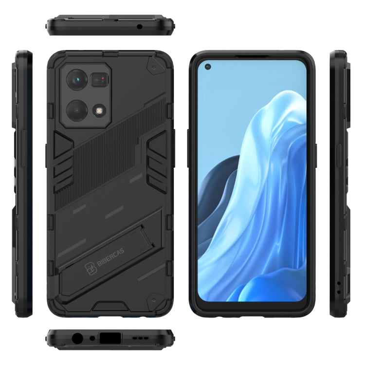 For OPPO Reno7 4G Punk Armor 2 in 1 PC + TPU Shockproof Phone Case with Invisible Holder