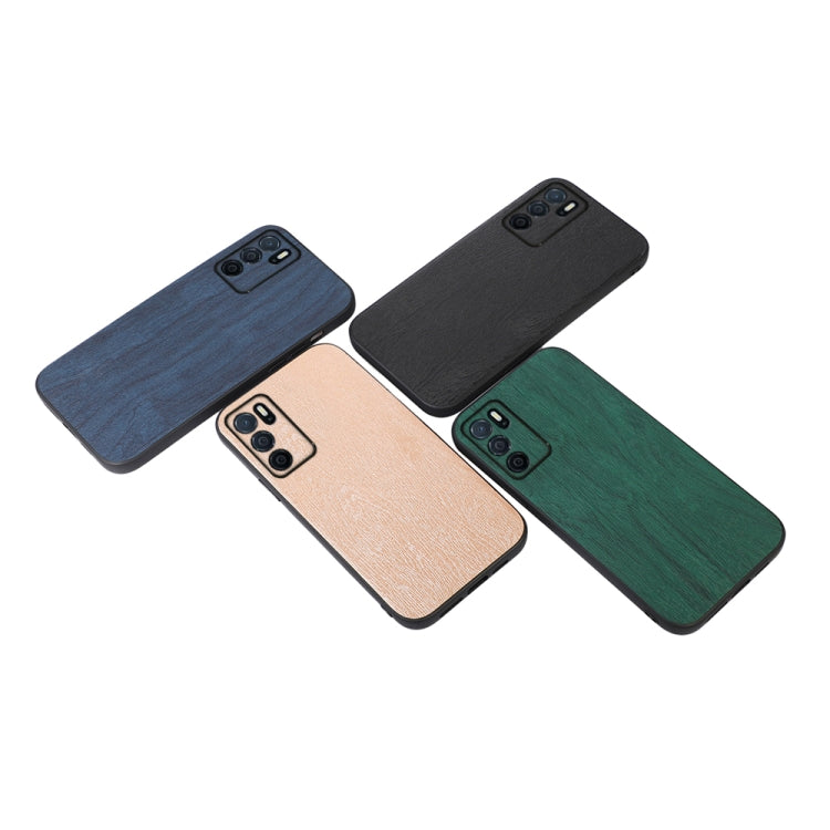 For OPPO A16 Wood Texture PU Phone Case