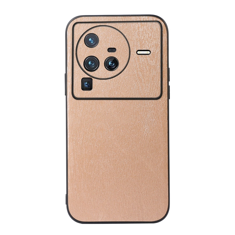 For Vivo X80 Pro Wood Texture PU Phone Case