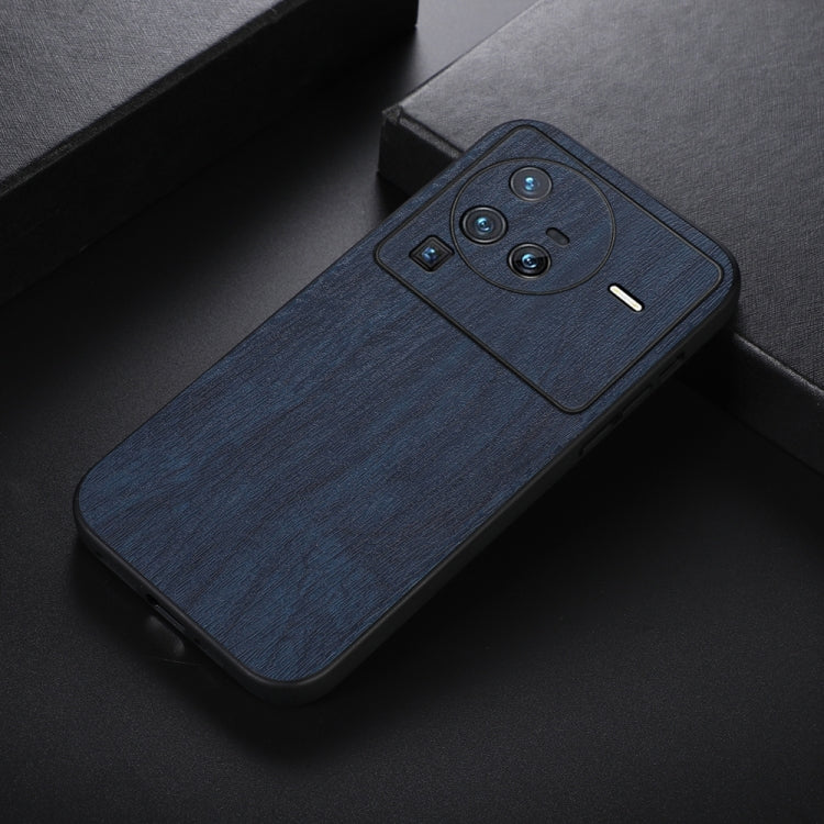 For Vivo X80 Pro Wood Texture PU Phone Case