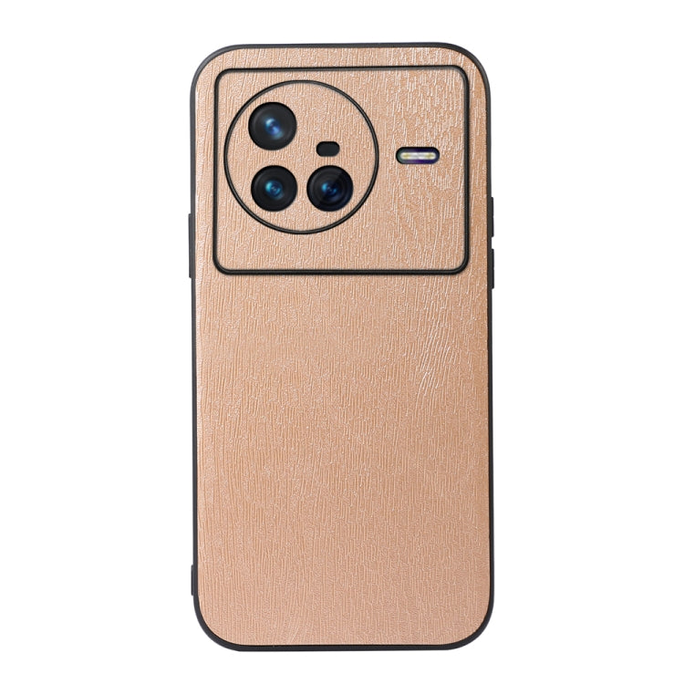 For Vivo X80 Wood Texture PU Phone Case