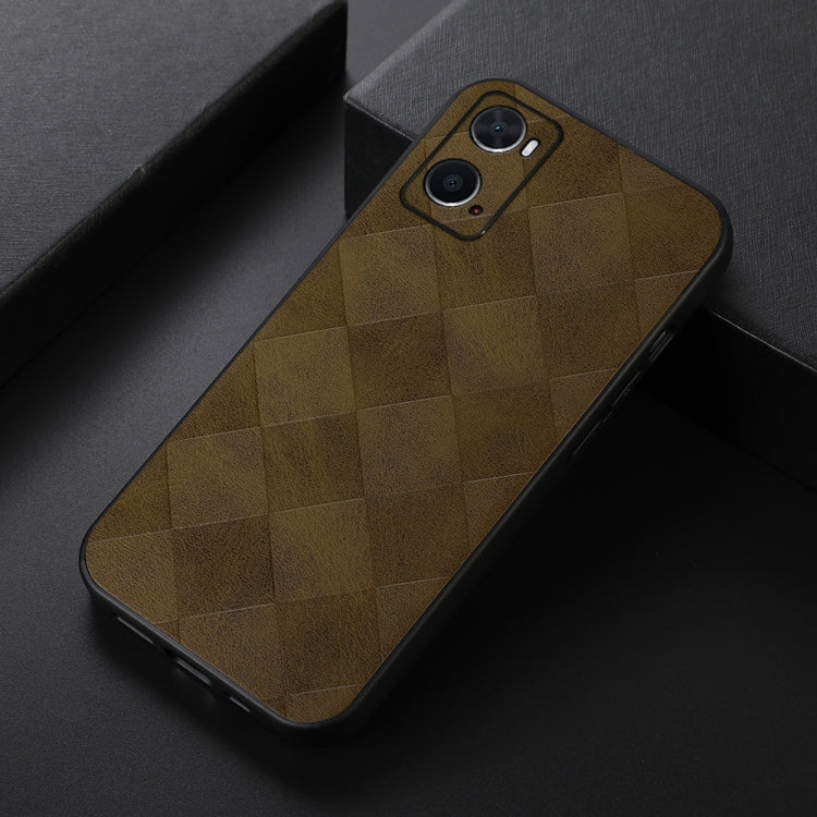 For OPPO A76 Weave Plaid PU Phone Case