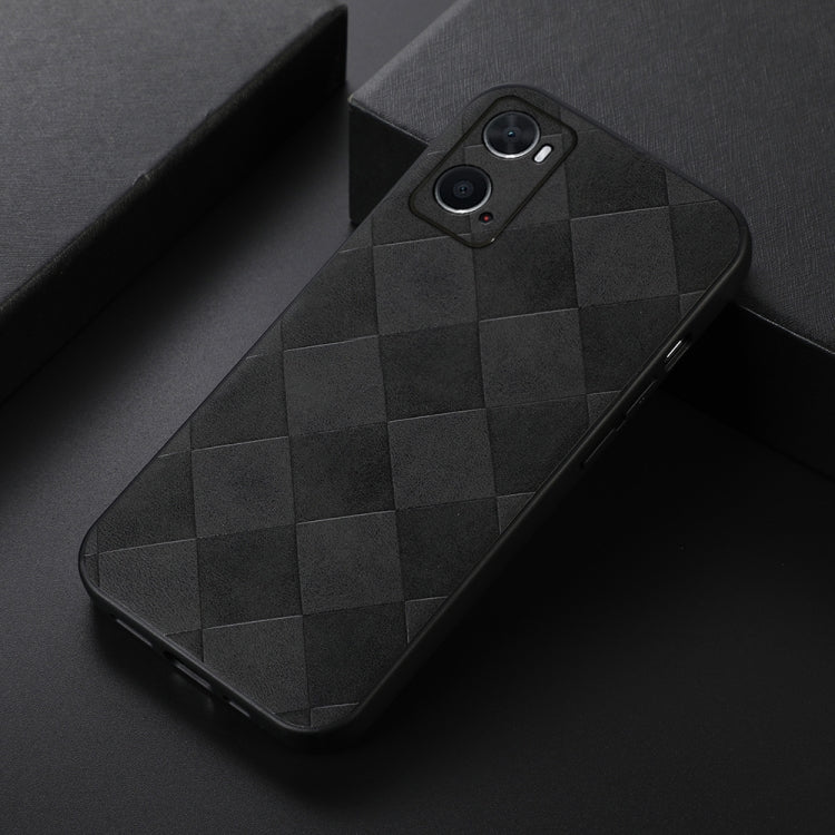 For OPPO A76 Weave Plaid PU Phone Case