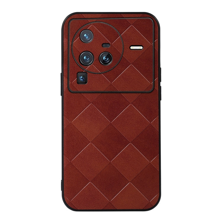 For Vivo X80 Pro Weave Plaid PU Phone Case