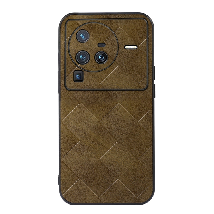 For Vivo X80 Pro Weave Plaid PU Phone Case