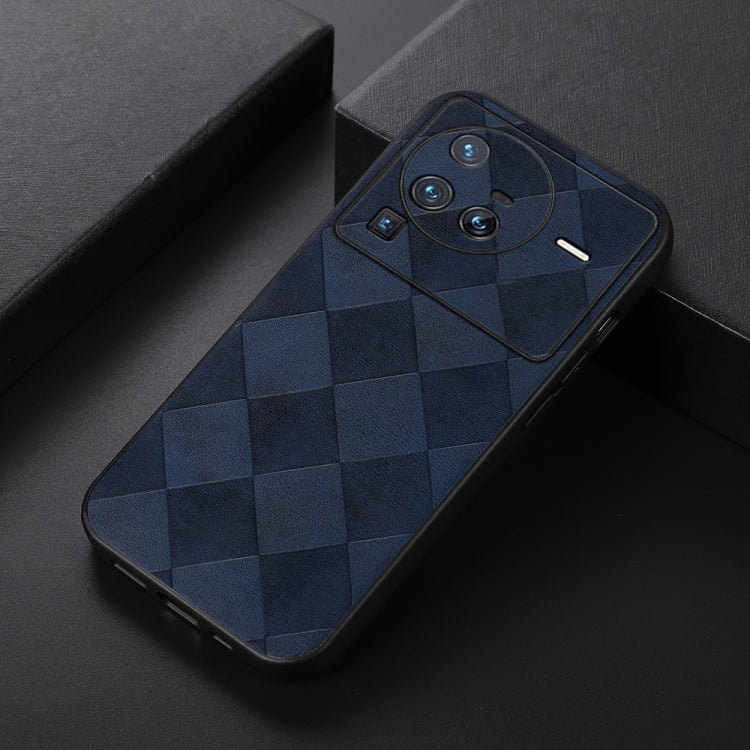 For Vivo X80 Pro Weave Plaid PU Phone Case