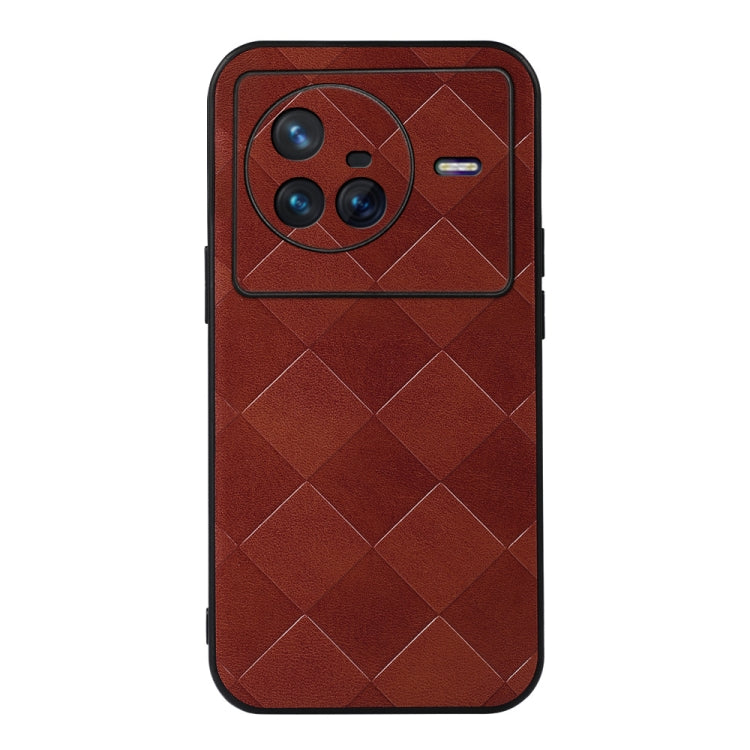 For Vivo X80 Weave Plaid PU Phone Case
