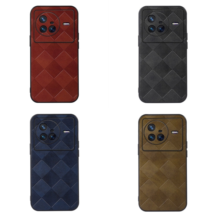 For Vivo X80 Weave Plaid PU Phone Case