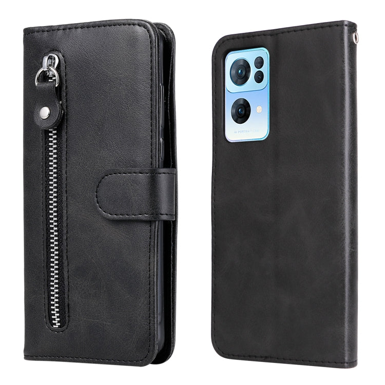 For OPPO Reno7 Pro 5G China & Global Fashion Calf Texture Zipper Horizontal Flip Leather Case