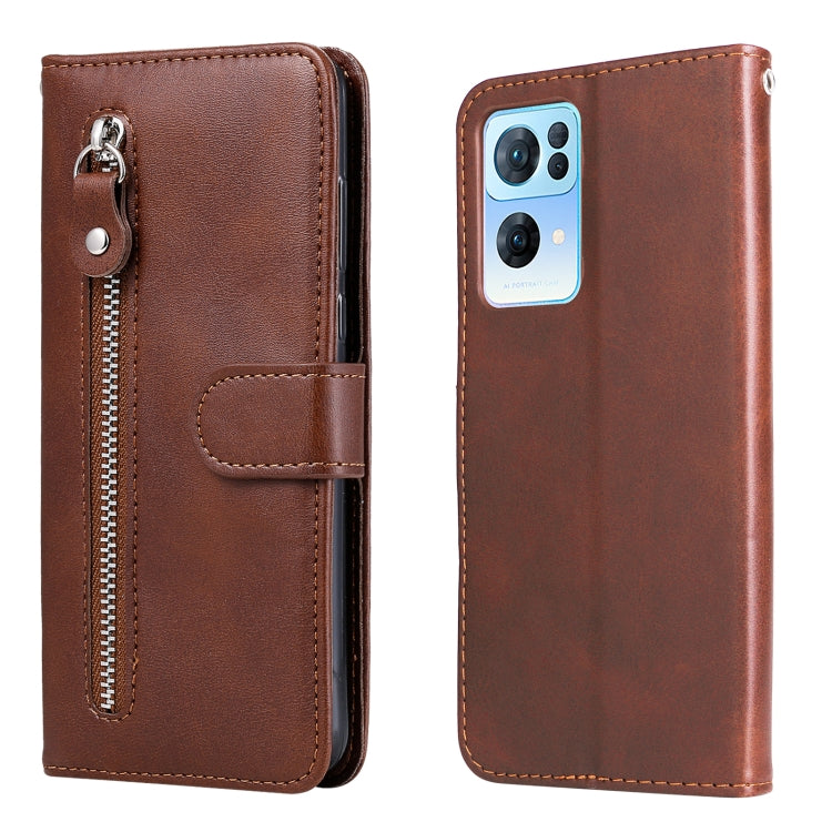 For OPPO Reno7 Pro 5G China & Global Fashion Calf Texture Zipper Horizontal Flip Leather Case